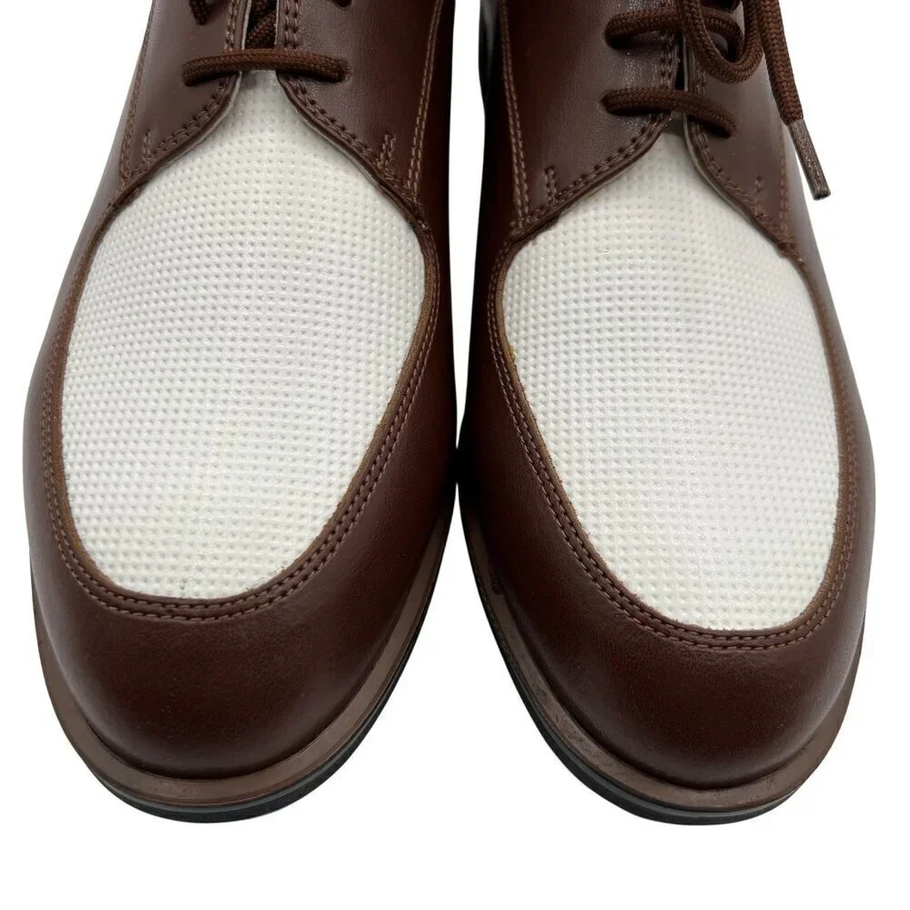 NEW Tehama 9 Brown White Leather Oxford Golf Shoes Italy Made Old Money Preppy